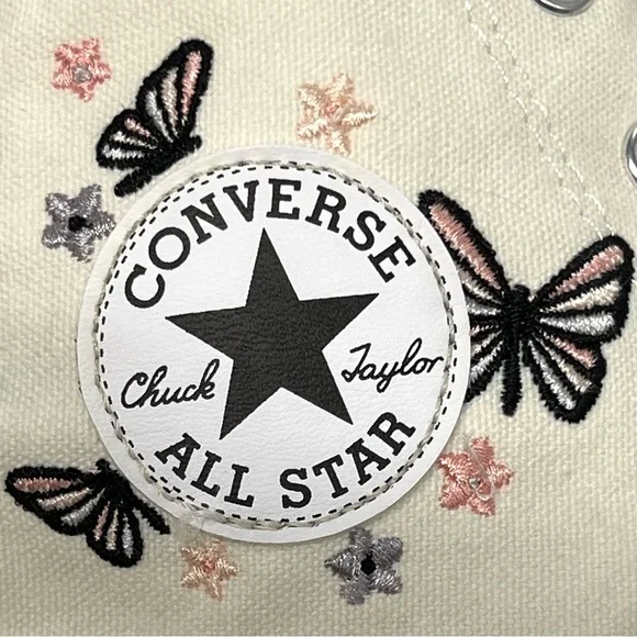 Converse Chuck Taylor Butterfly Embroidered High Top Canvas Sneakers Women’s 6 - Picture 13 of 16